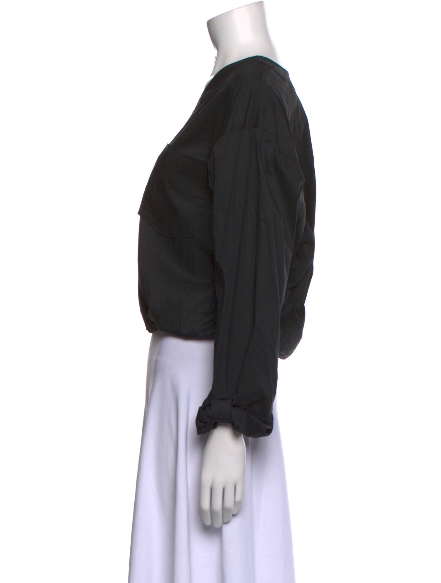 Veronica Beard V-Neck Long Sleeve Crop Top