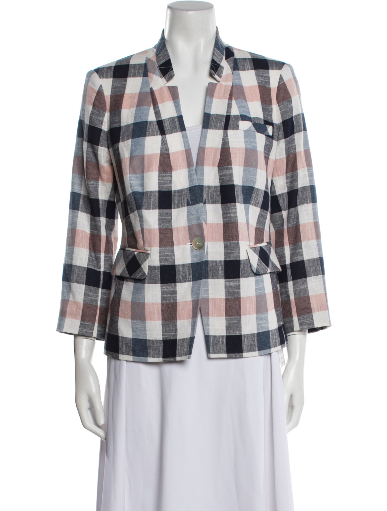 Veronica Beard Plaid Print Blazer