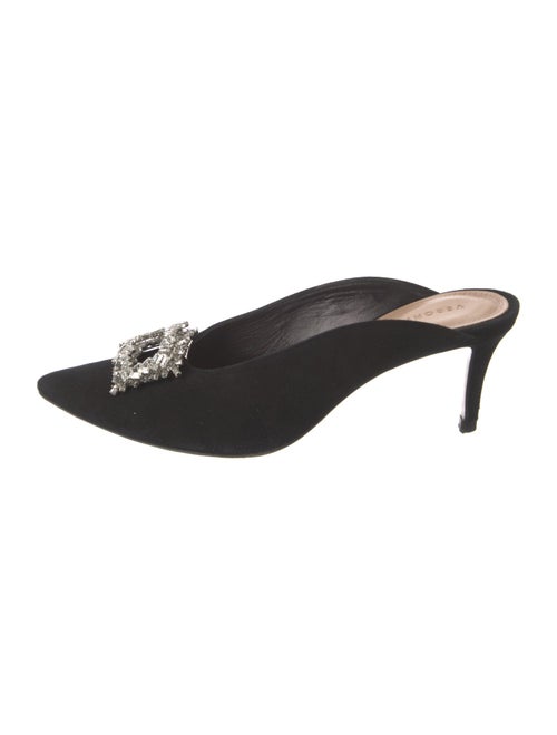 Veronica Beard Suede Crystal Embellishments Mules
