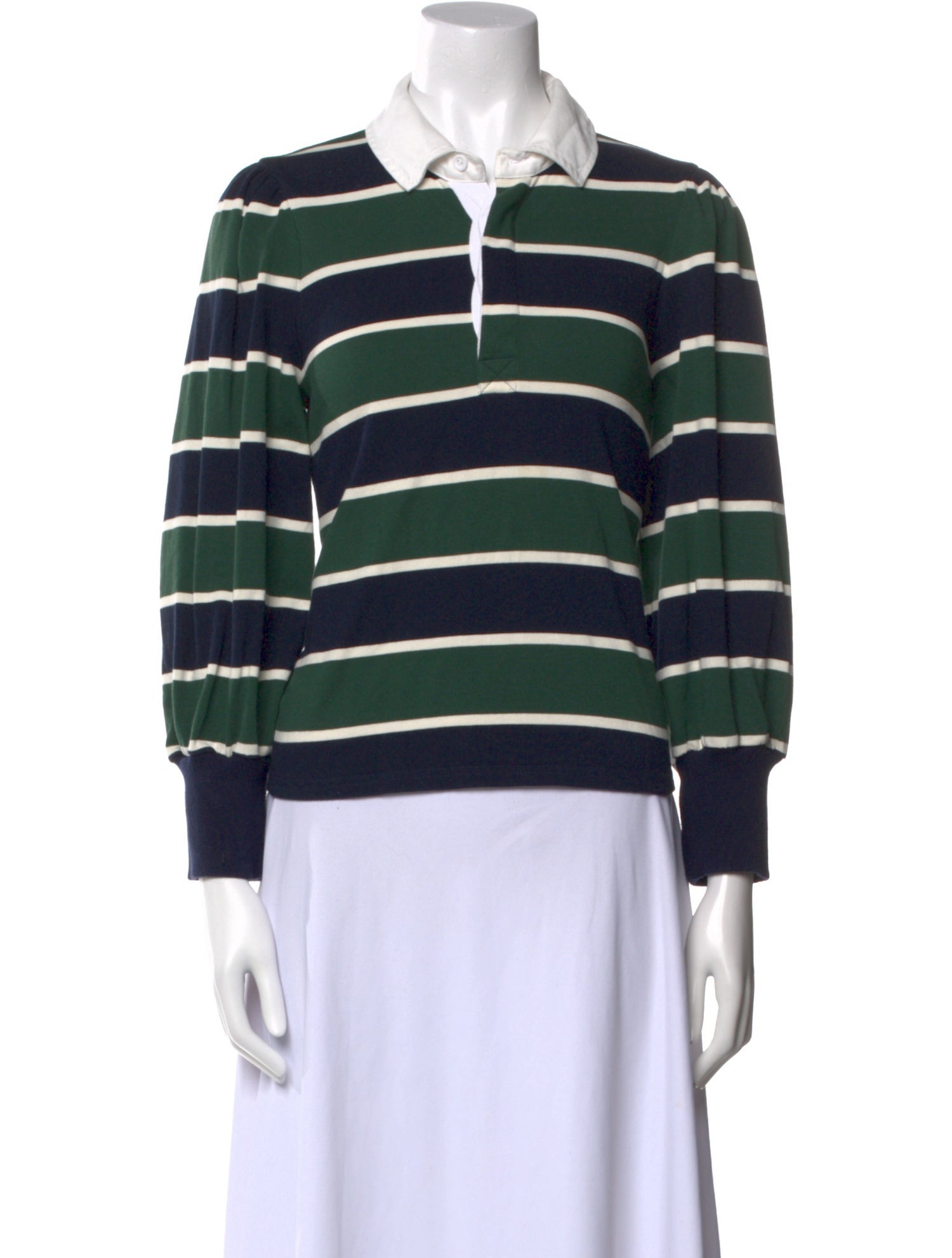 Veronica Beard Striped Long Sleeve Polo
