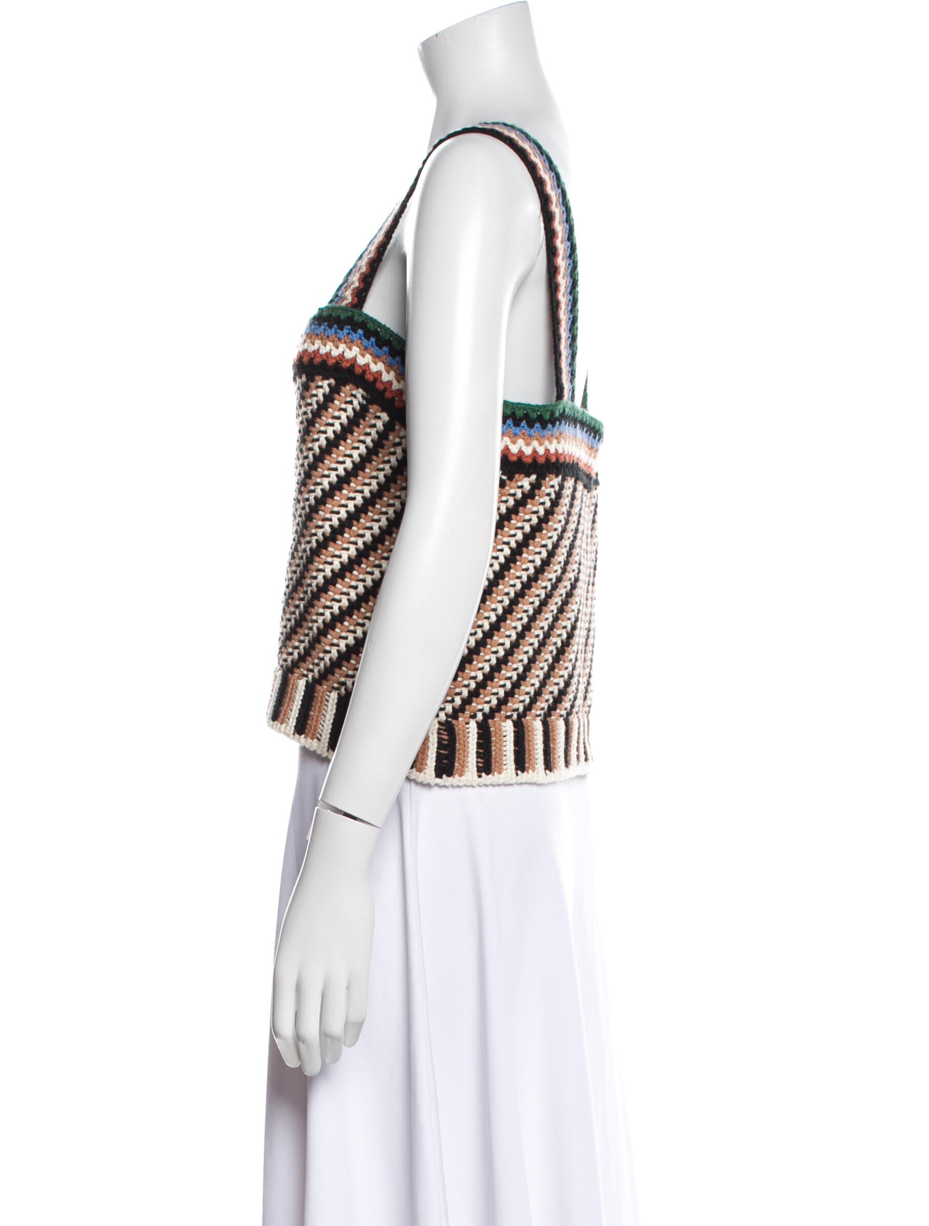 Veronica Beard Striped Square Neckline Crop Top