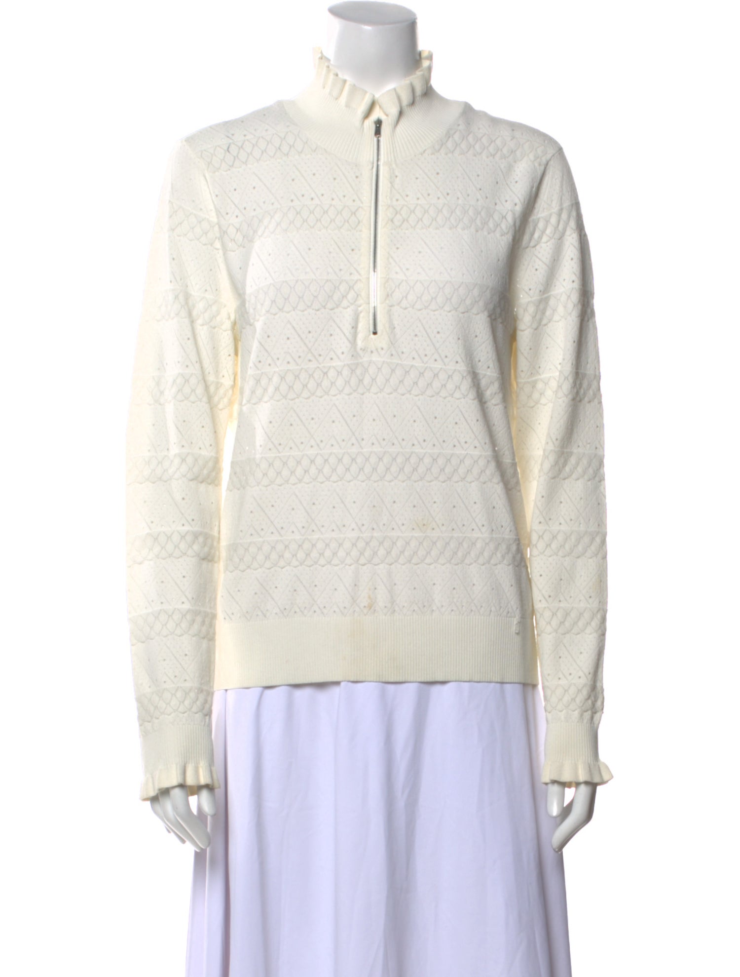 Veronica Beard Striped Mock Neck Sweatshirt