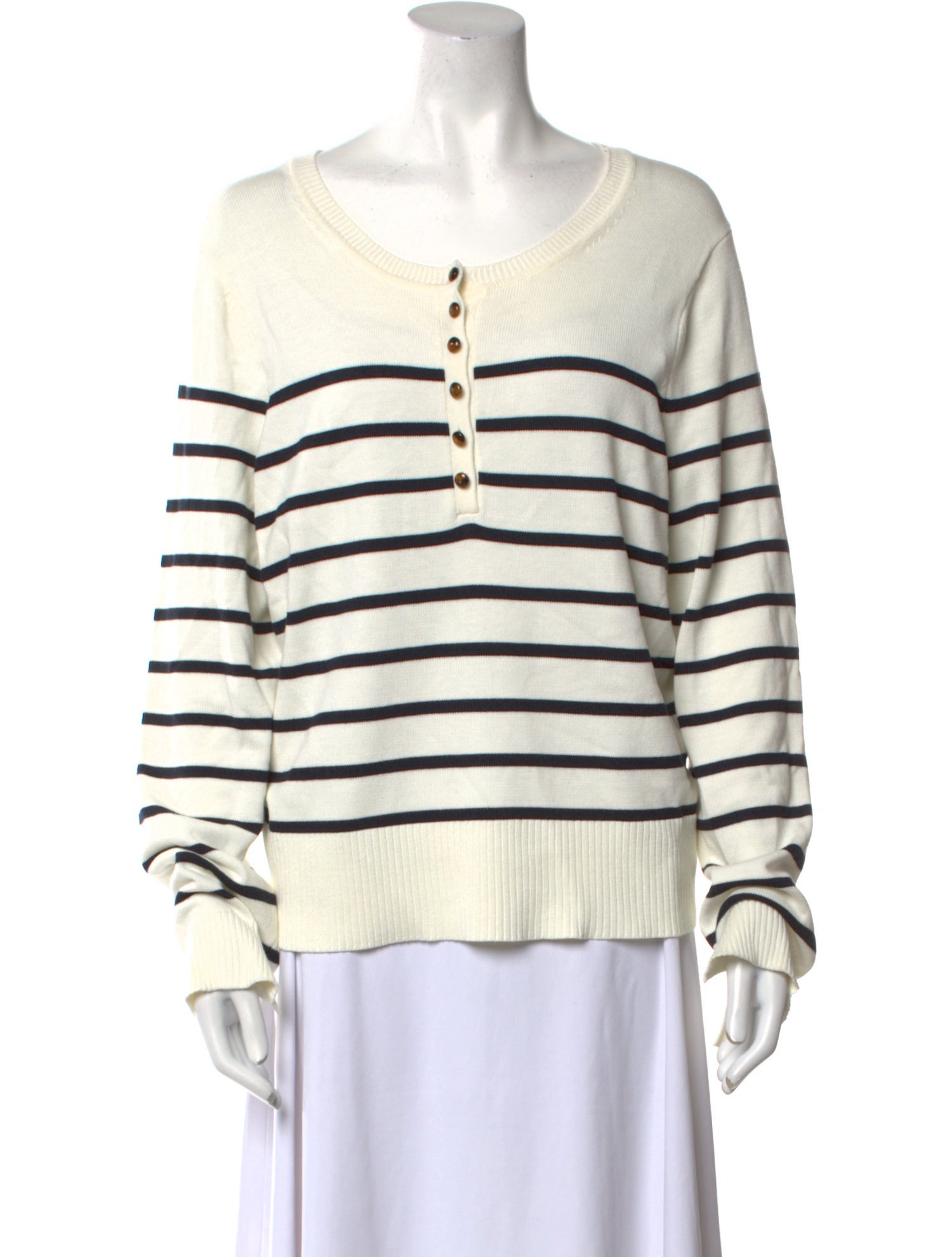 Veronica Beard Striped Scoop Neck Sweater