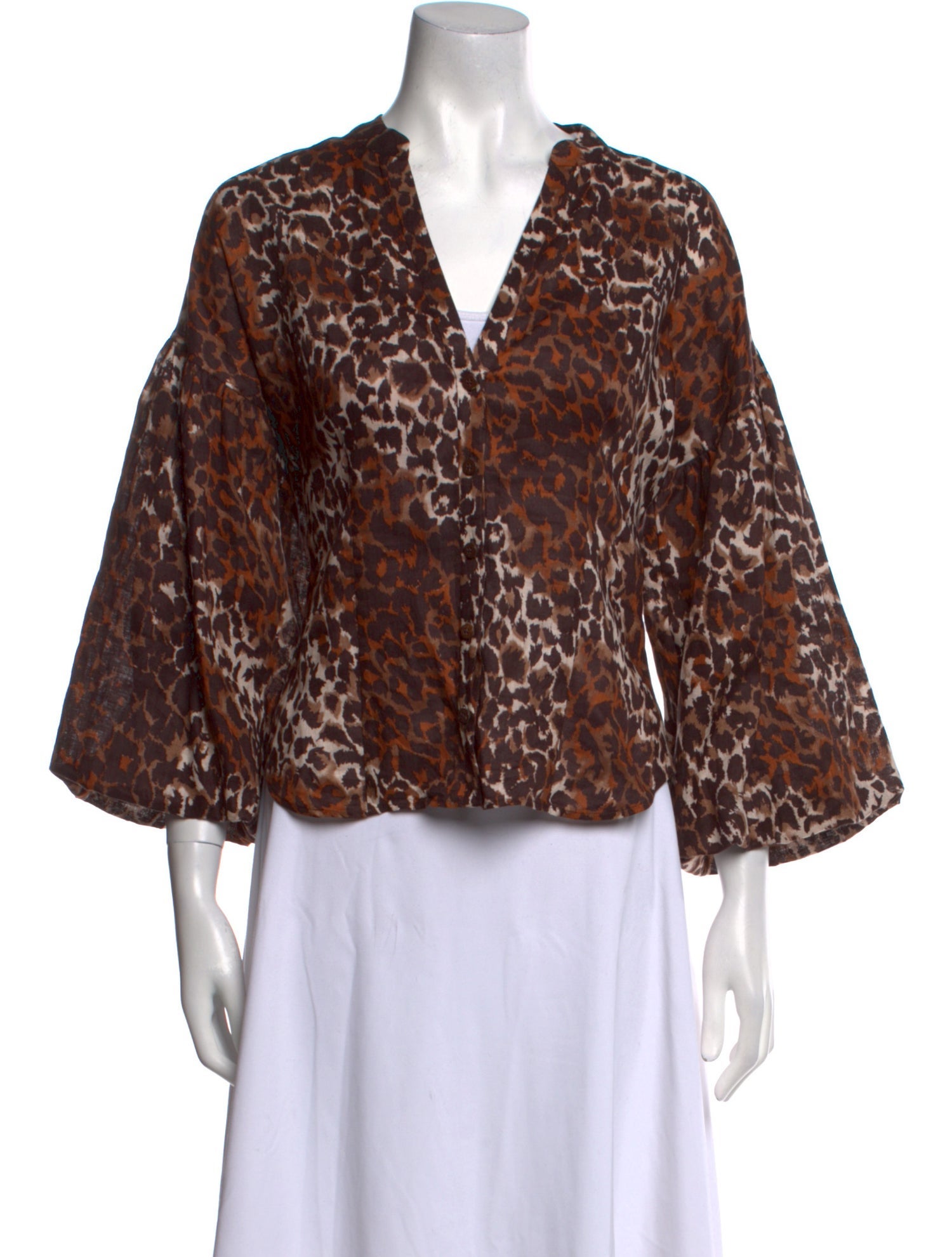 Veronica Beard Linen Animal Print Blouse w/ Tags