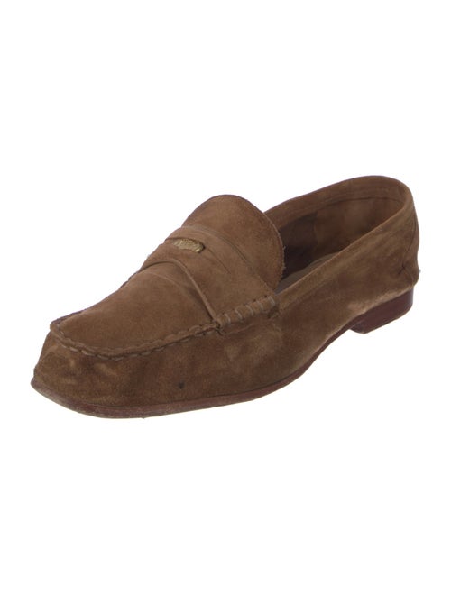 Veronica Beard Suede Chain-Link Accents Loafers