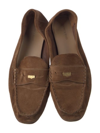 Veronica Beard Suede Chain-Link Accents Loafers