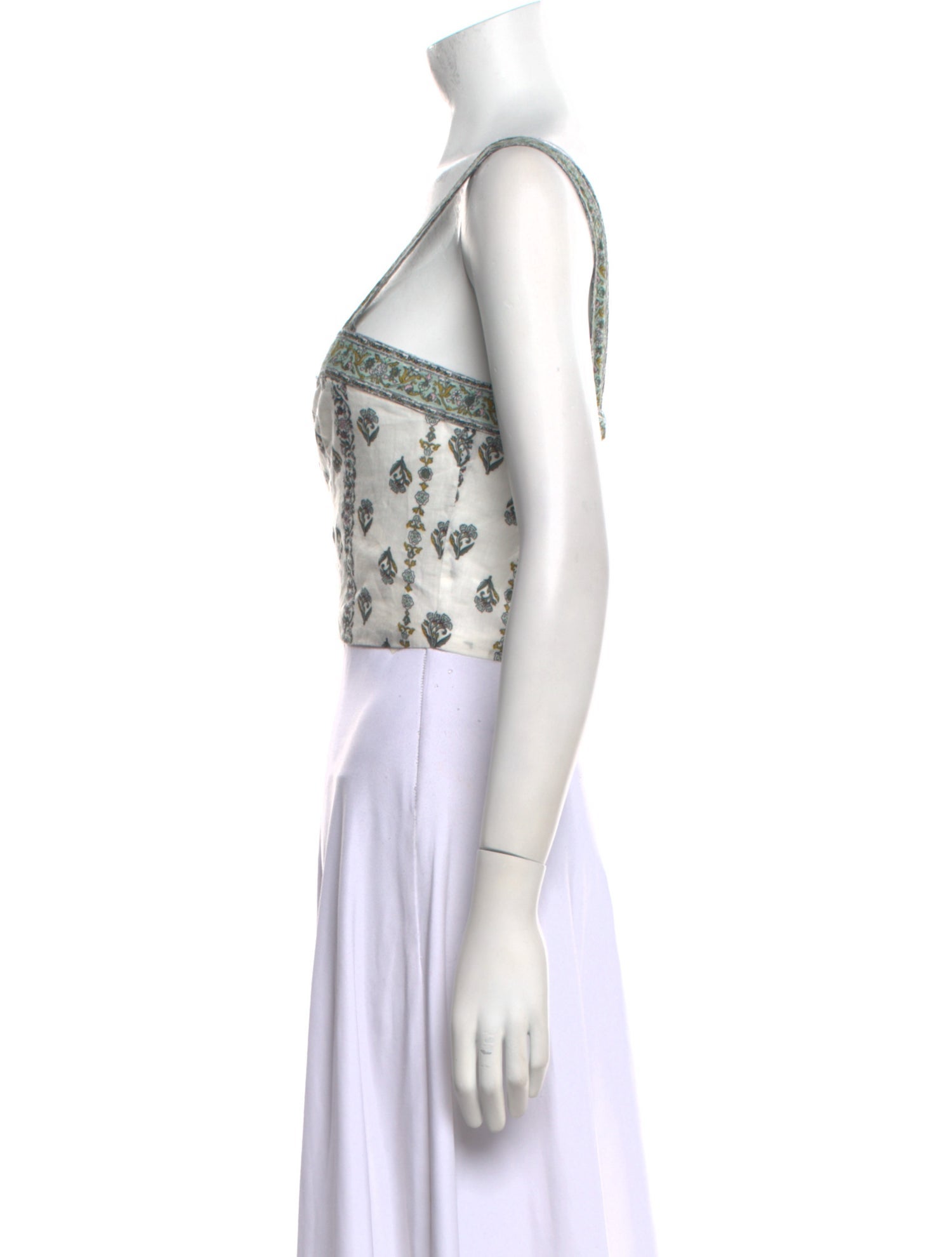 Veronica Beard Paisley Print Square Neckline Crop Top