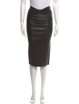 Veronica Beard Leather Knee-Length Skirt