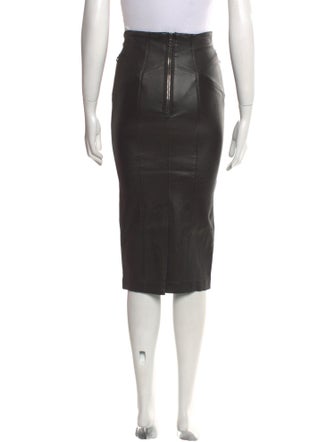 Veronica Beard Leather Knee-Length Skirt