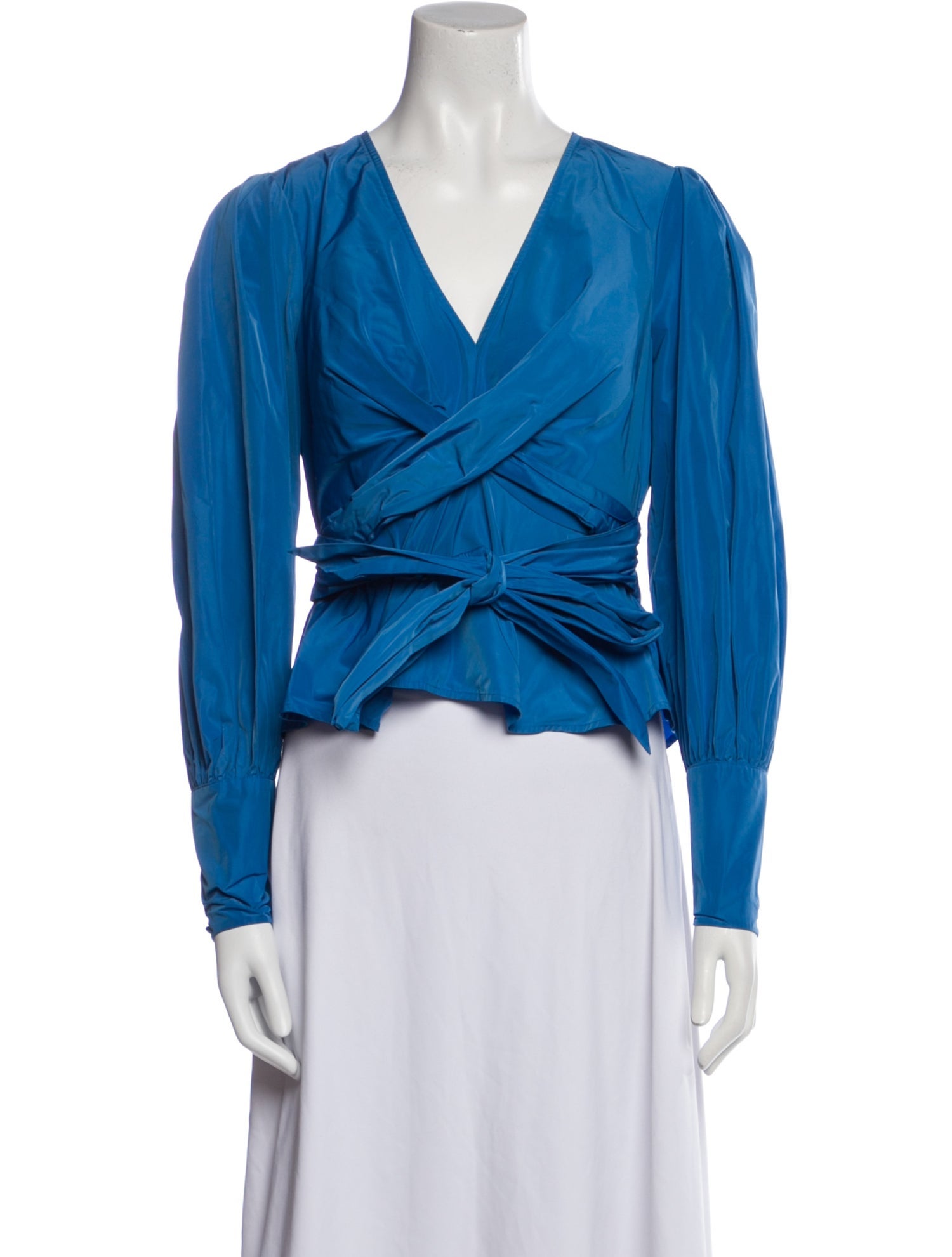 Veronica Beard V-Neck Long Sleeve Crop Top