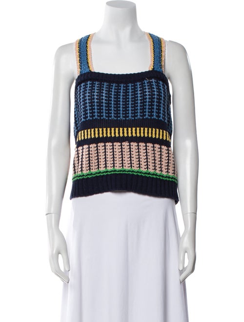 Veronica Beard Patterned Square Neckline Crop Top