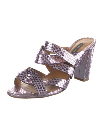 Veronica Beard Leather Animal Print Slides