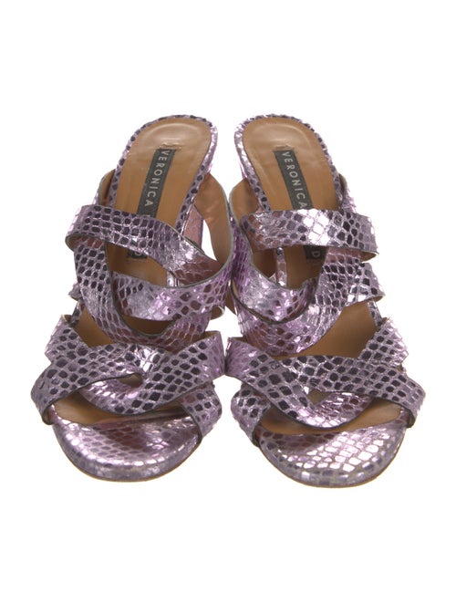 Veronica Beard Leather Animal Print Slides