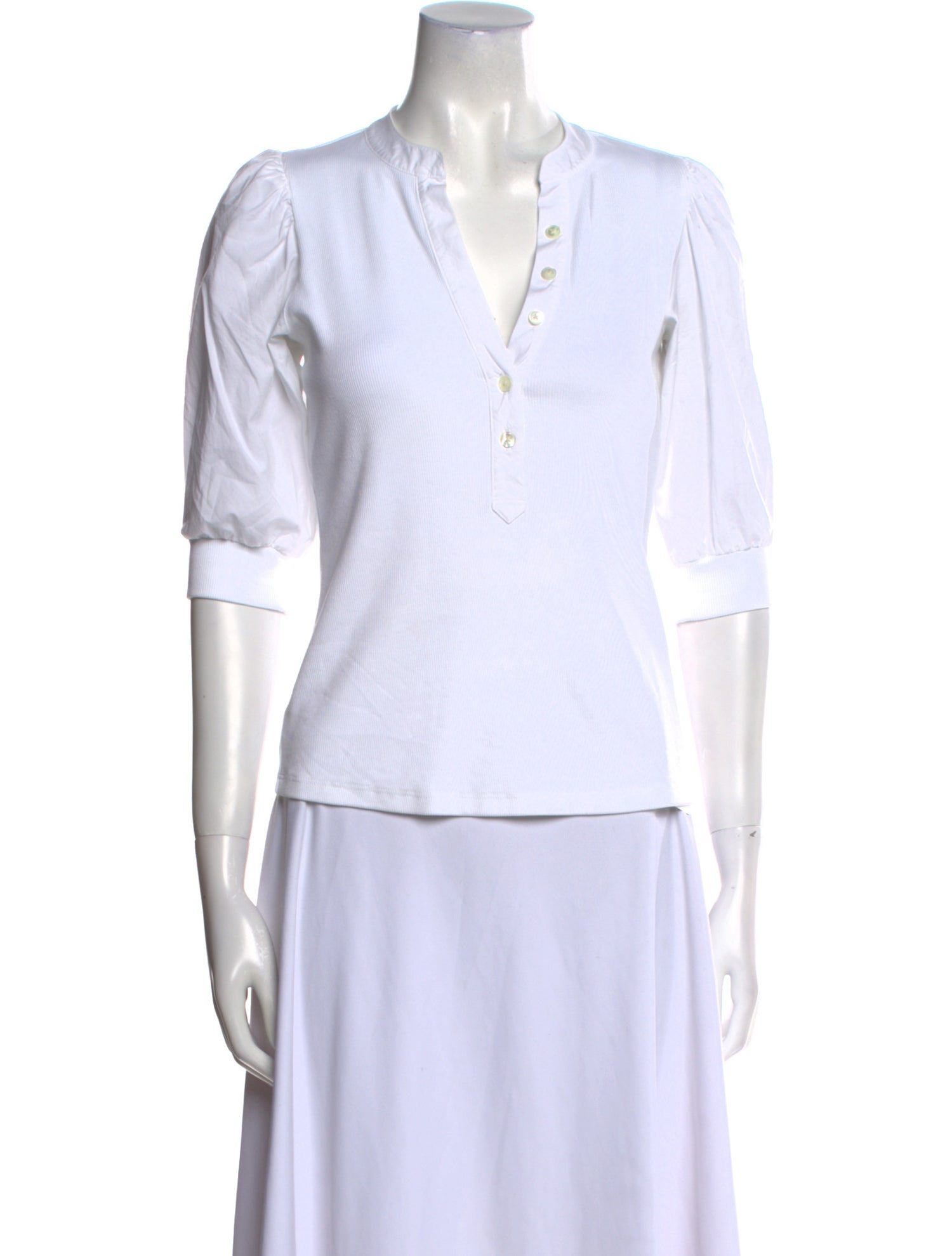 Veronica Beard V-Neck Three-Quarter Sleeve Polo