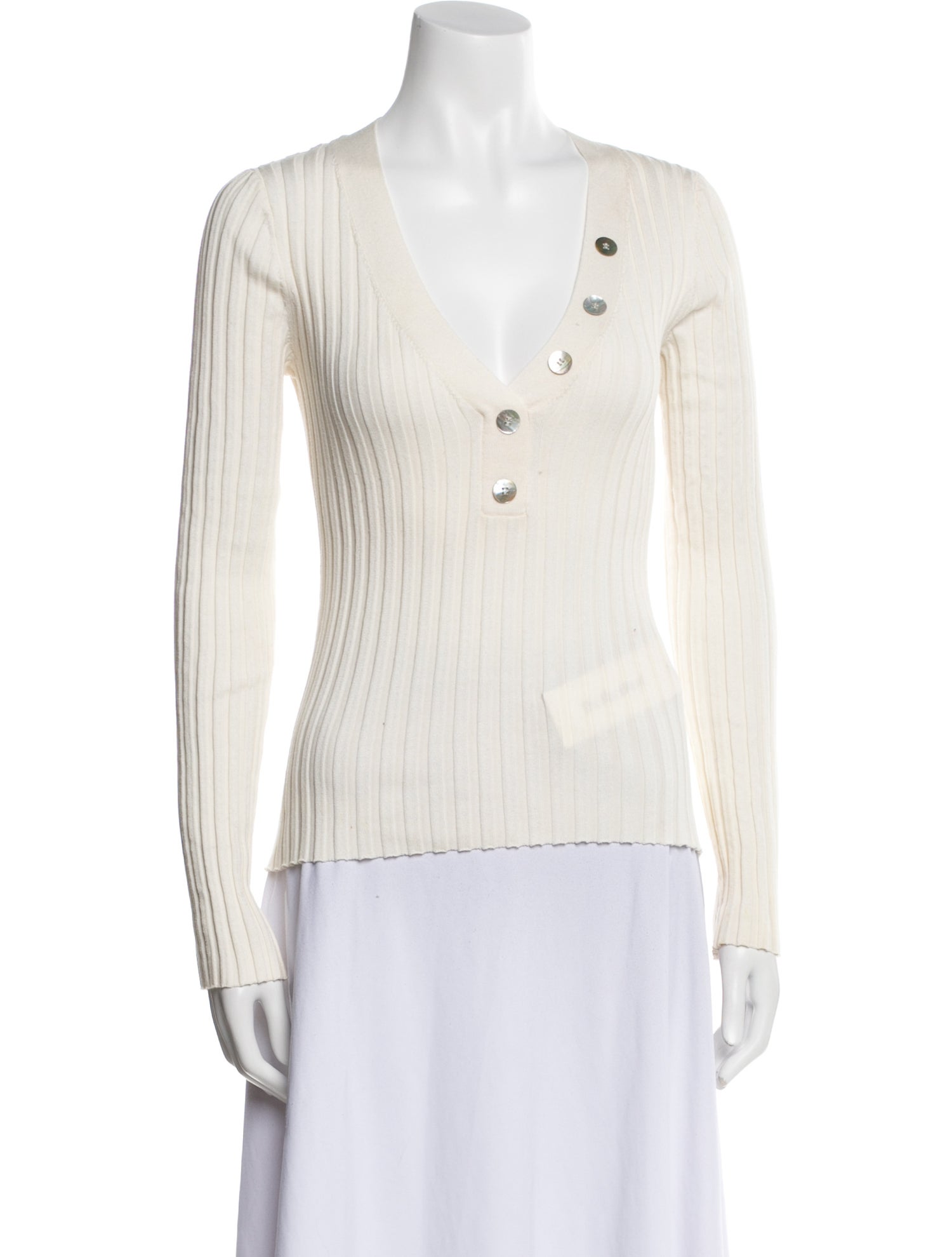 Veronica Beard V-Neck Long Sleeve Top