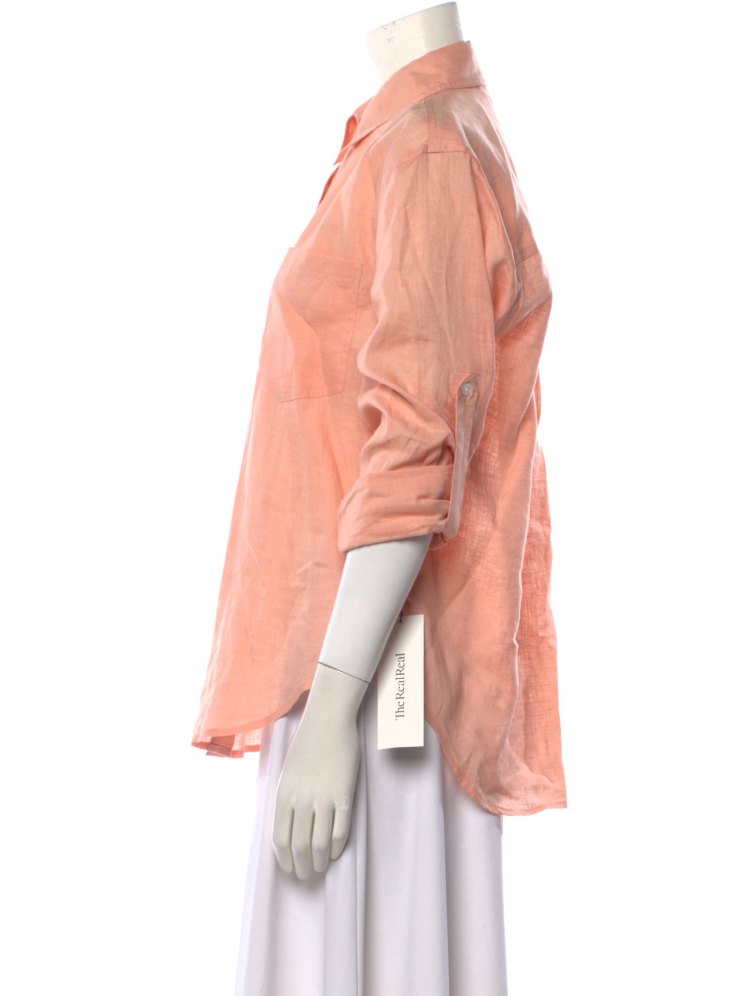 Veronica Beard Linen Three-Quarter Sleeve Button-Up Top