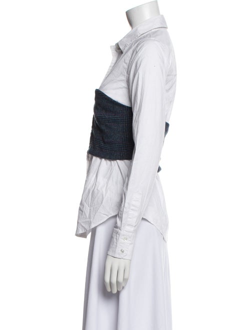 Veronica Beard Colorblock Pattern Long Sleeve Button-Up Top