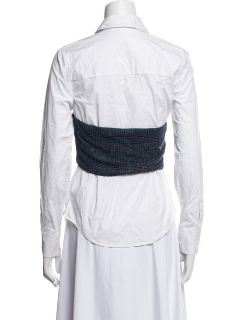 Veronica Beard Colorblock Pattern Long Sleeve Button-Up Top