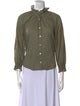 Veronica Beard Mock Neck Three-Quarter Sleeve Button-Up Top