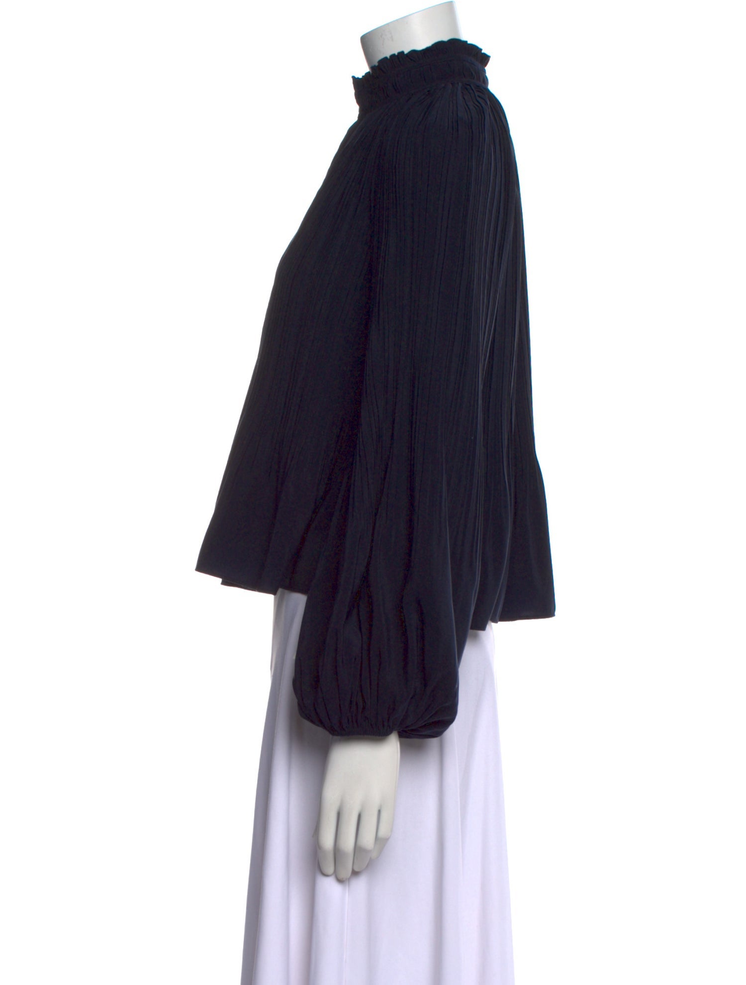 Veronica Beard Mock Neck Long Sleeve Crop Top