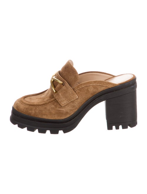 Veronica Beard Suede Chain-Link Accents Mules