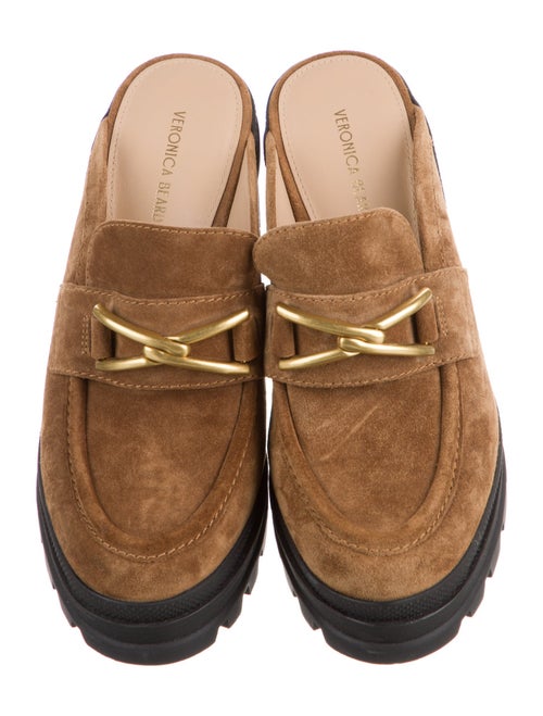 Veronica Beard Suede Chain-Link Accents Mules