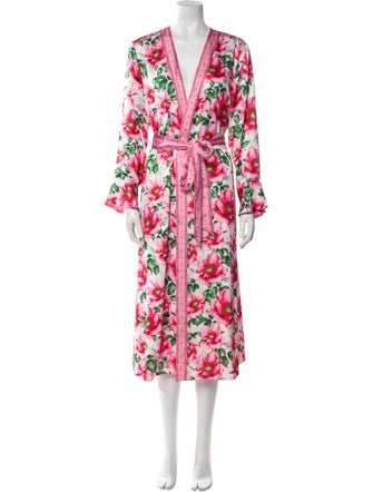 Veronica Beard Printed Ruffle Embellishment Robe