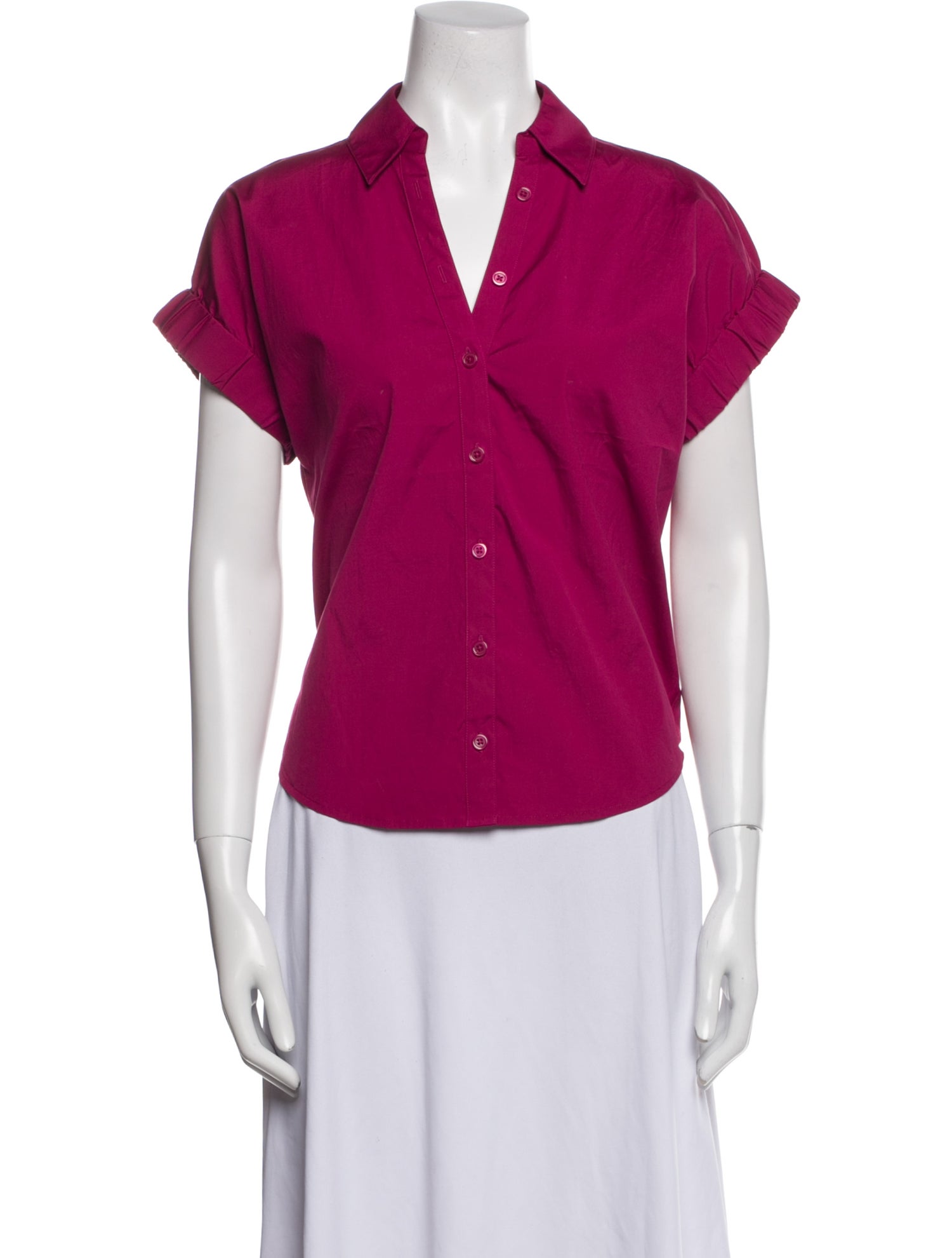 Veronica Beard Short Sleeve Button-Up Top
