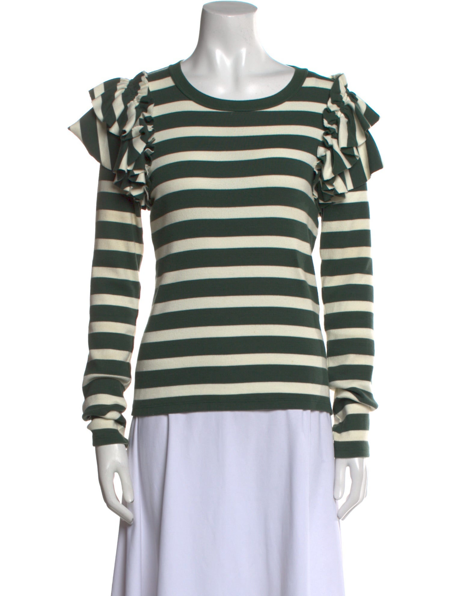 Veronica Beard Striped Crew Neck Sweatshirt