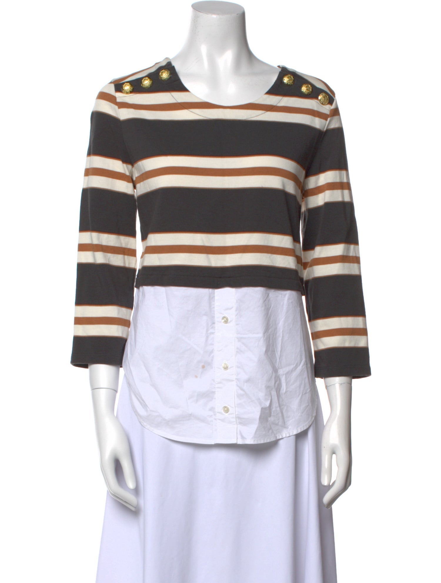 Veronica Beard Striped Scoop Neck Top