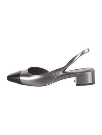 Veronica Beard Leather Colorblock Pattern Slingback Pumps