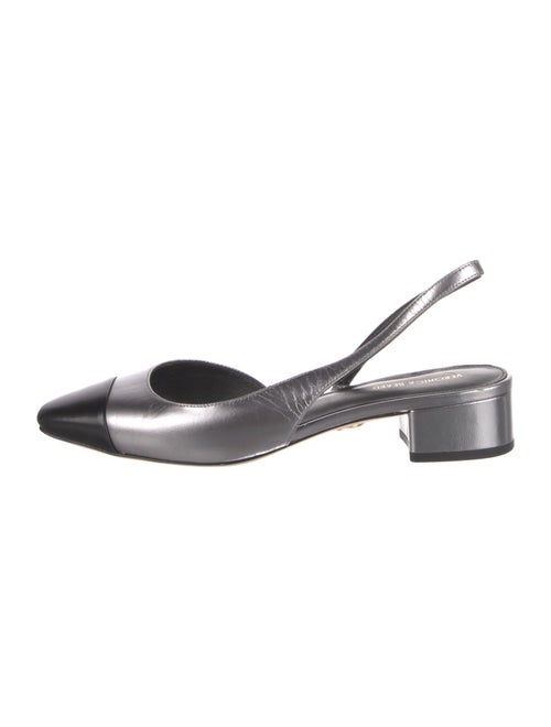 Veronica Beard Leather Colorblock Pattern Slingback Pumps