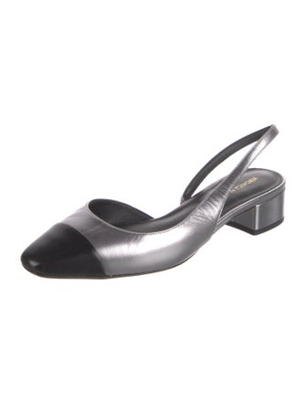Veronica Beard Leather Colorblock Pattern Slingback Pumps