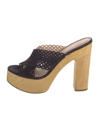 Veronica Beard Suede Lasercut Accents Slides