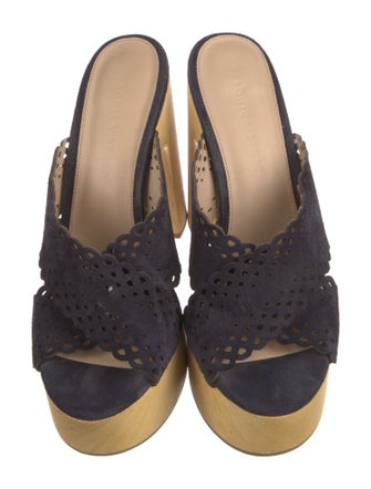 Veronica Beard Suede Lasercut Accents Slides