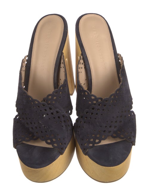 Veronica Beard Suede Lasercut Accents Slides