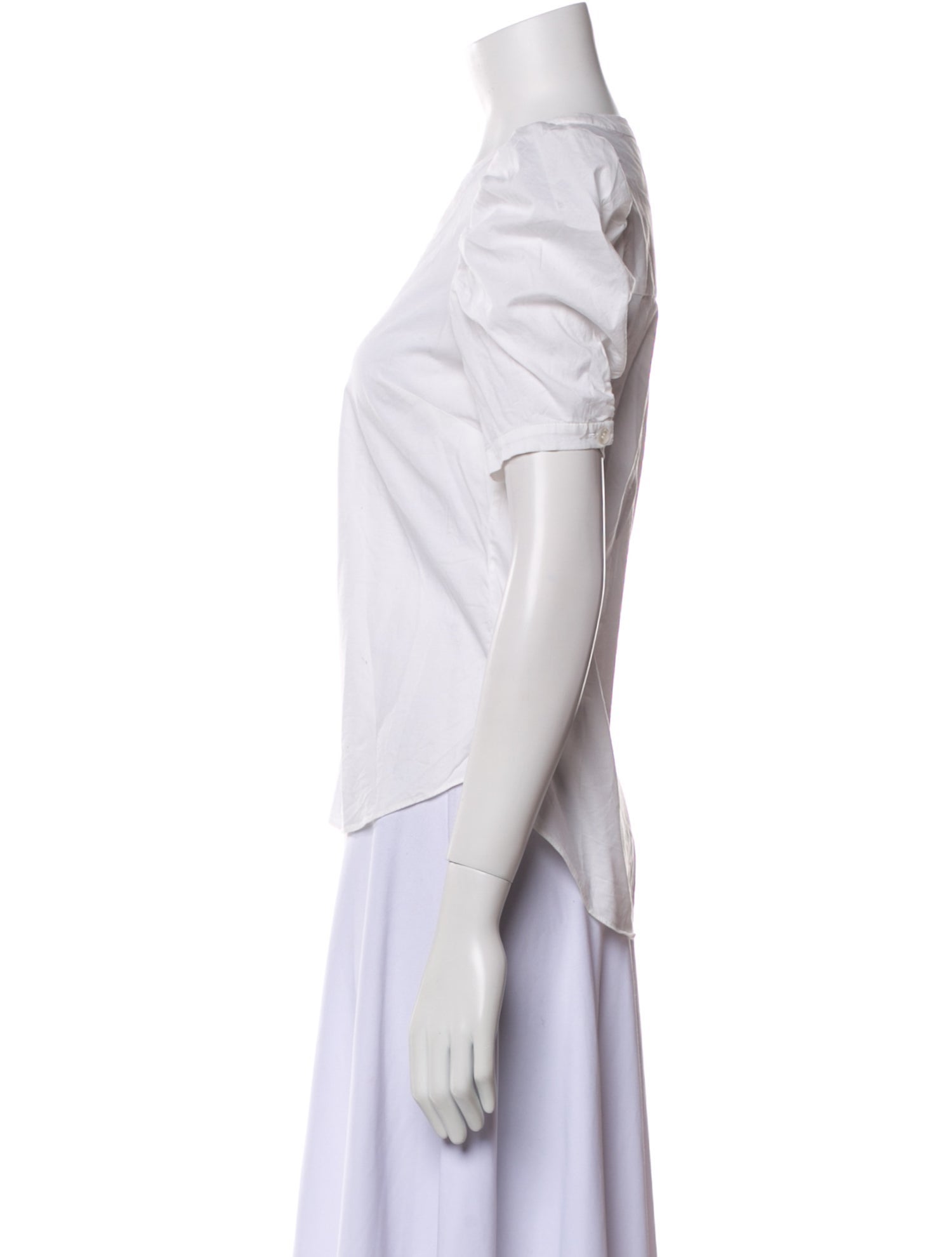 Veronica Beard V-Neck Short Sleeve Button-Up Top