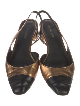 Veronica Beard Leather Colorblock Pattern Slingback Flats