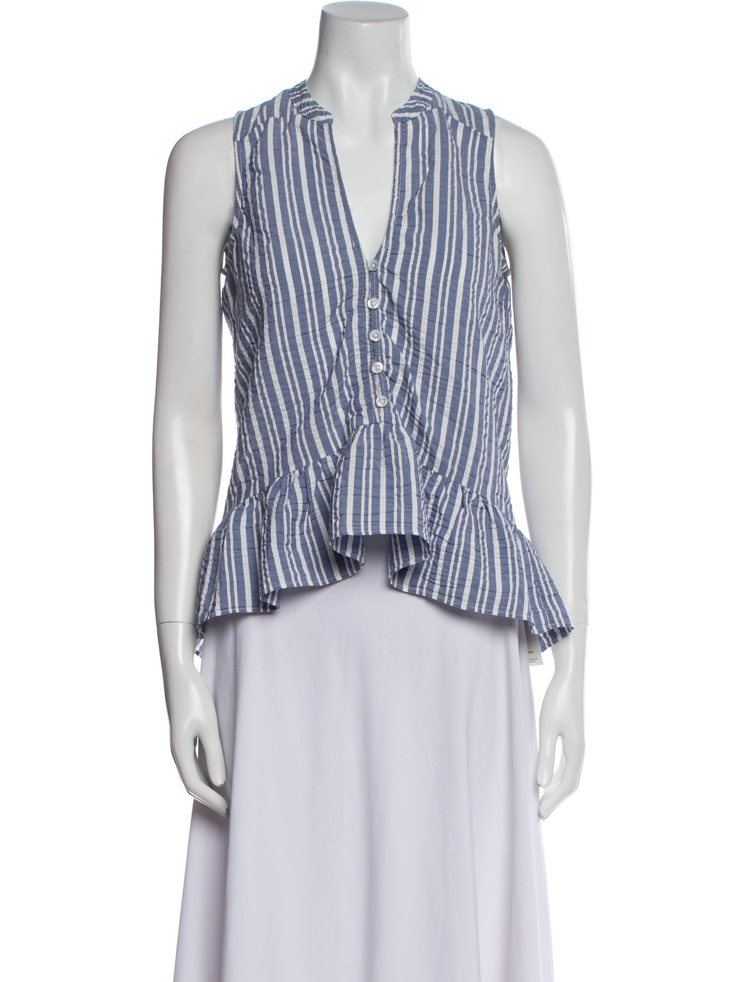 Veronica Beard Striped V-Neck Crop Top