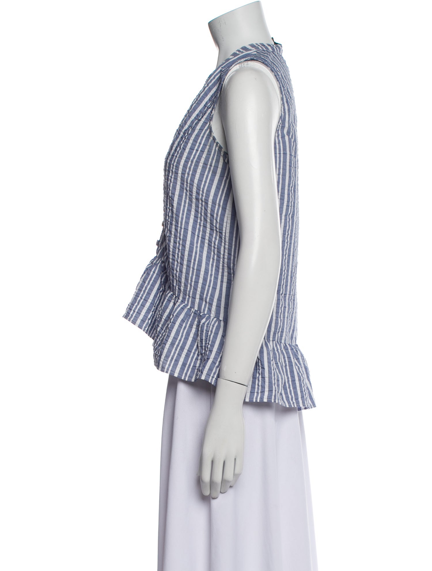 Veronica Beard Striped V-Neck Crop Top