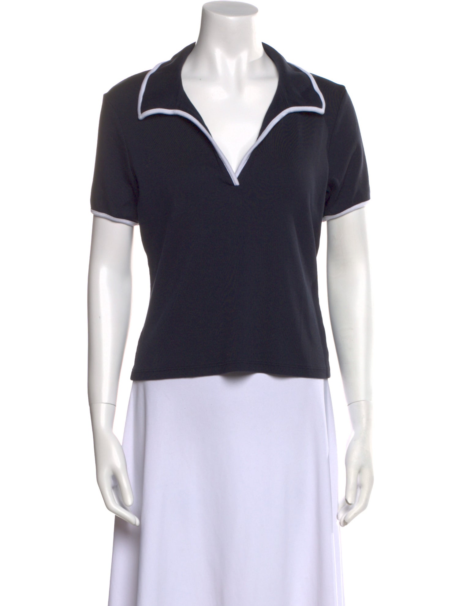 Veronica Beard V-Neck Short Sleeve Polo