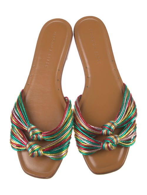 Veronica Beard Leather Striped Slides