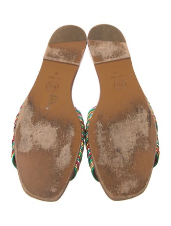 Veronica Beard Leather Striped Slides