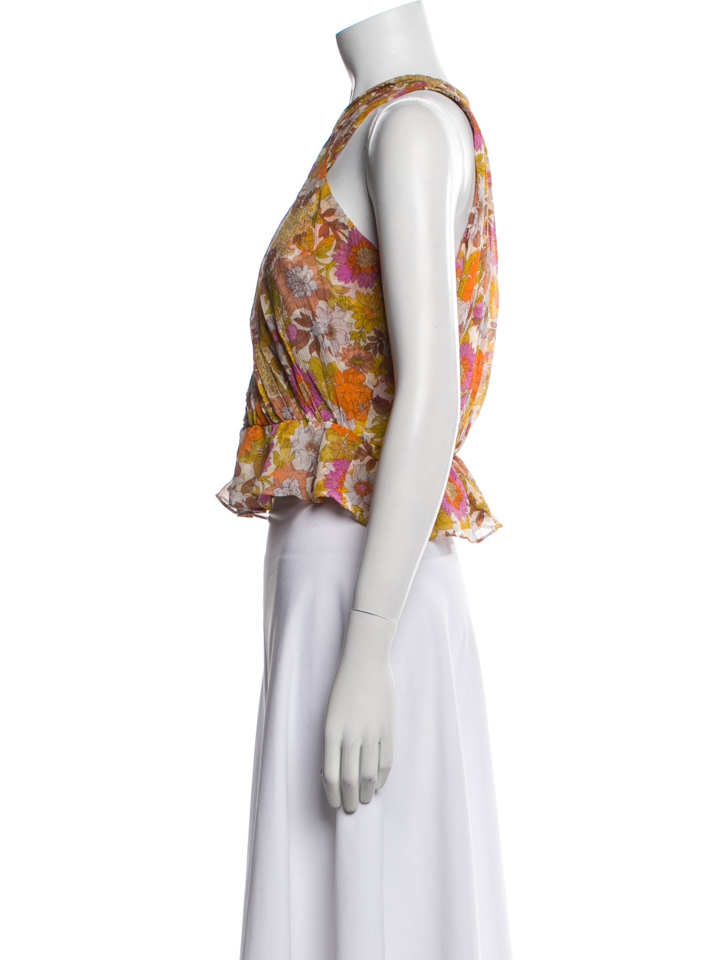 Veronica Beard Silk Floral Print Crop Top