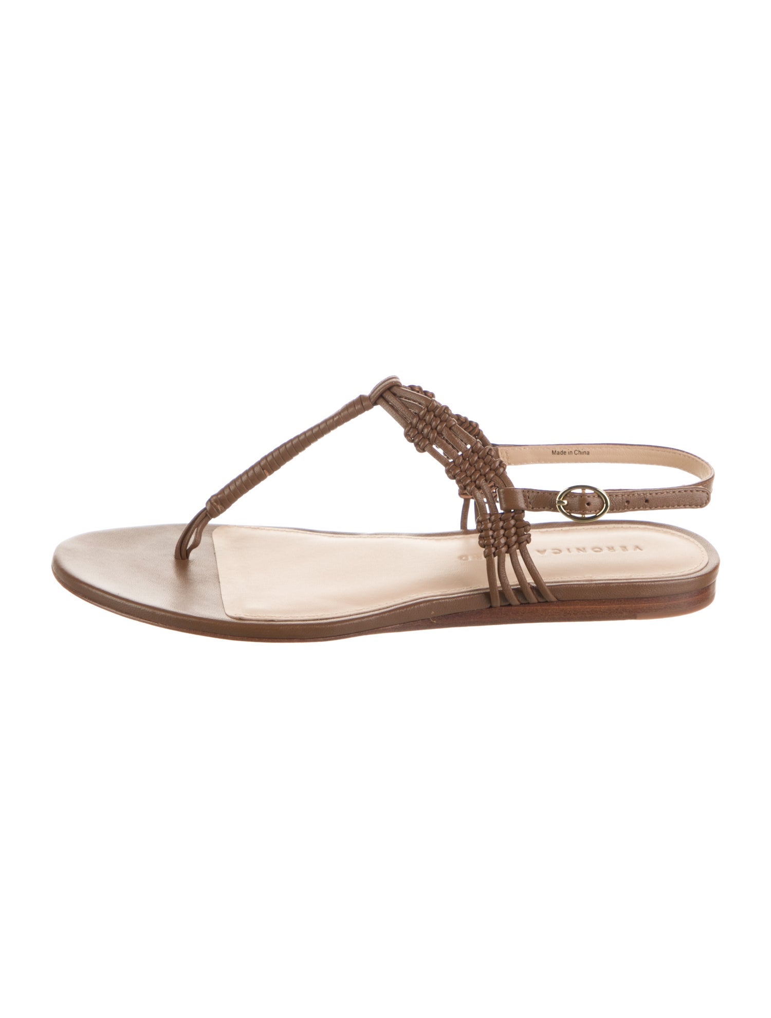 Veronica Beard Leather T-Strap Sandals