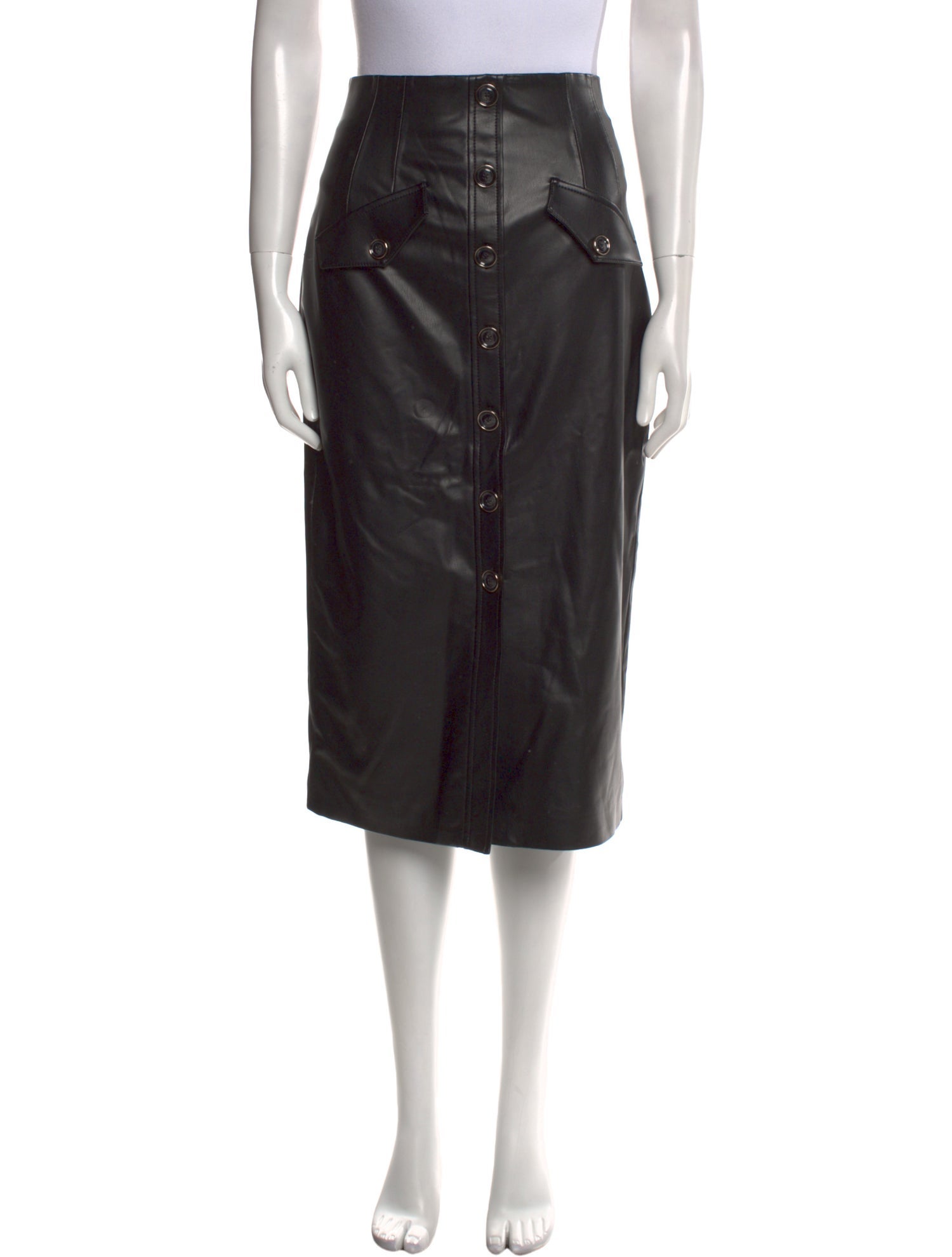 Veronica Beard Leather Trim Embellishment Midi Length Skirt