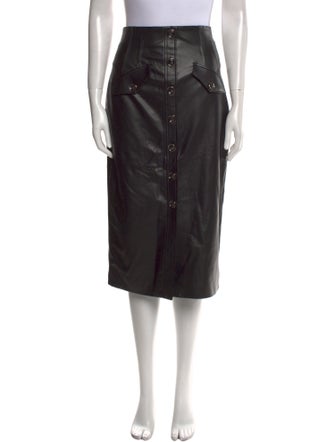 Veronica Beard Leather Trim Embellishment Midi Length Skirt