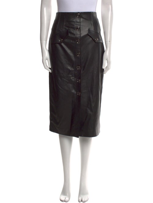 Veronica Beard Leather Trim Embellishment Midi Length Skirt