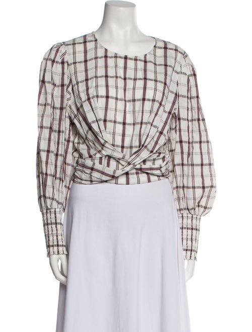 Veronica Beard Plaid Print Scoop Neck Crop Top