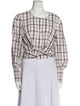 Veronica Beard Plaid Print Scoop Neck Crop Top